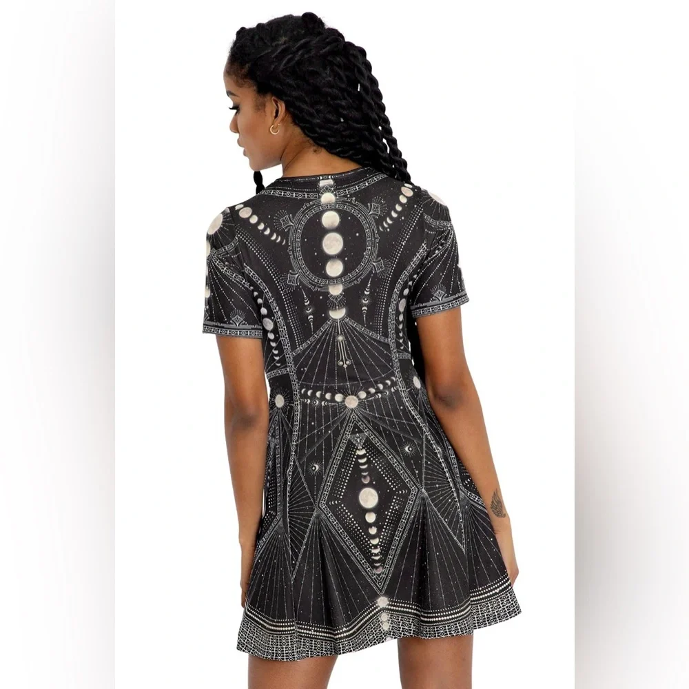 ⚡️RARE COLOR⚡️ Blackmilk Blue Moon Phase Longline Evil Tee Dress - Picture 2 of 5